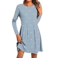 thumbnail image 1 of hotojiny Women's Casual Dress Soft Long Sleeve Crewneck Flowy Dress Lounge Comfy Fashion Beach Vacation Dress, 1 of 5