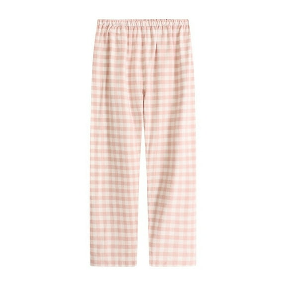 hotojiny Women's Casual Plaid Pajamas Pants Wide Leg Loose Palazzo Pants Elastic Waisted Pull On Loungewear for Outdoor