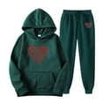 thumbnail image 1 of hotojiny Women's Casual Sweatsuit Two Piece Outfits Cute Heart Hoodies Sweatshirt with Joggers Pant Outfit Tracksuit Workout Sets, 1 of 2