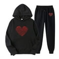 thumbnail image 1 of hotojiny Women's Casual Sweatsuit Two Piece Outfits Cute Heart Hoodies Sweatshirt with Joggers Pant Outfit Tracksuit Workout Sets, 1 of 2