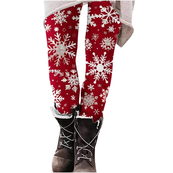 hotojiny Women's Christmas Legging Casual Cute Butt Lifting Yoga Pants Slim High Waist Tights Workout Trousers