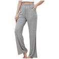 thumbnail image 1 of hotojiny Women's Comfy Pajama Pants Modal Soft Elastic Waist Lounge Pants Plain Wide Leg Pj Bottoms Sleepwear with Pockets, 1 of 2