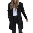 thumbnail image 1 of hotojiny Women's Double Breasted Coat Notch Lapel Thick Mid-Long Jacket Winter Casual Work Office Outwear with Pockets, 1 of 7