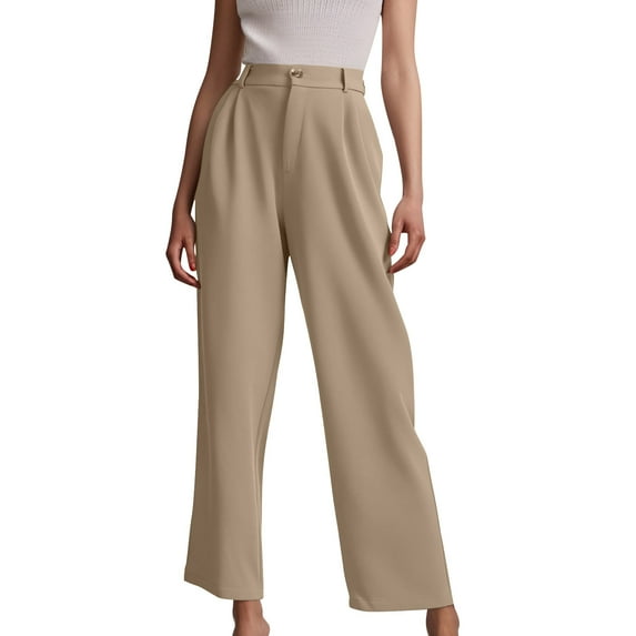 hotojiny Women's Dressy Pants Wide Leg Casual Loose Office Work Pants Trendy Business High Waist Palazzo Trousers