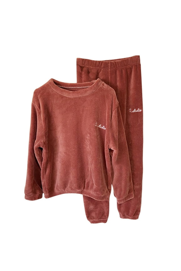 Women's Fleece Pajama Sets 2 Piece Pjs Soft Cozy Fleece Oversized Pullover Pants Sets Loungewear Sleepwear