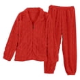 thumbnail image 1 of hotojiny Women's Fuzzy Fleece Pajamas Sets 2 Piece Fluffy Sleepwear Long Sleeve Warm Sherpa Zipper Jackets and Pants Set Loungewear, 1 of 6