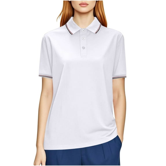 hotojiny Women's Golf Shirt Plus Size Short Sleeve Collar Button Tops Lightweight Loose Athletic Work Business Tee Clothes