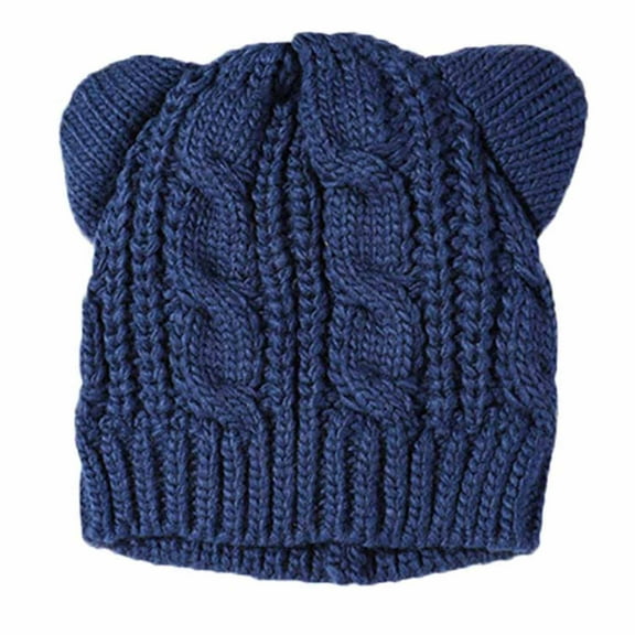 hotojiny Women's Knitted Beanie Hat Fall Winter Fashion Warm Cute Hat Comfort Soft Lounge Solid Color Hat