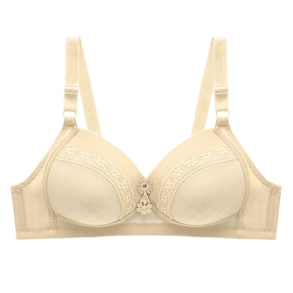 hotojiny Women's Lace Bras Soft Full Coverage Adjustable Strap No Underwire Unlined Bra Cute Summer Wireless Padded Bras