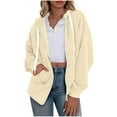 thumbnail image 1 of hotojiny Women's Lightweight Jacket Full Zip Hooded Winter Coat Casual Long Sleeve Oversized Sweatshirts with Pockets, 1 of 7