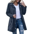 thumbnail image 1 of hotojiny Women's Long Raincoat Waterproof Windbreaker Full Zip Rain Jacket Lightweight Outdoor Drawstring Hood Trench Coats, 1 of 6