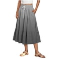 thumbnail image 1 of hotojiny Women's Long Skirt Trendy Flowy Ruffle Hem High Waist Maxi Skirts Fashion Gradation Tiered Boho Skirt for Beach Vacation, 1 of 7