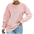 thumbnail image 1 of hotojiny Women's Long Sleeve Crewneck Sweatshirts Solid Color Casual Loose Lightweight Pullover Fall Clothes for Women 2025 Womens Clothes, 1 of 4