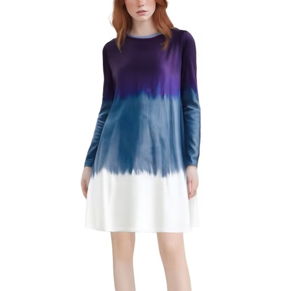 hotojiny Women’s Long Sleeve Dress Casual Spring Fashion Loose T Shirt Dress Lounge Soft Crewneck Comfy Dress