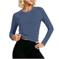 thumbnail image 1 of hotojiny Women's Long Sleeve Shirt Slim Fit Workout Tops Athletic Base Layer Gym Yoga UPF 50+ Sun Shirt for Running Sports(Navy,Medium), 1 of 7