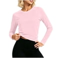 thumbnail image 1 of hotojiny Women's Long Sleeve Shirt Slim Fit Workout Tops Athletic Base Layer Gym Yoga UPF 50+ Sun Shirt for Running Sports(Pink,Large), 1 of 7