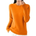 thumbnail image 1 of hotojiny Women's Long Sleeve Shirts Casual Knitted Crewneck Ribbed Tops Fall Fashion Lounge Lightweight Blouse, 1 of 3