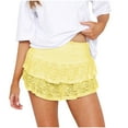 thumbnail image 1 of hotojiny Women's Mini Skirt Trendy Cute Lace Layered Ruffle Skirt Flowy Beach Party Elastic Waist Skirt Clubwear, 1 of 5