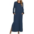 thumbnail image 1 of hotojiny Women's Nightgown Long Sleeve Sleepshirt Loose Comfort Maxi Dress Soft Loungewear Pajama Dress with Pockets, 1 of 5
