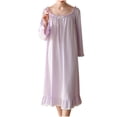 thumbnail image 1 of hotojiny Women's Nightgowns Elegant Cute Ruffle House Dress Comfy Loose Soft Long Sleeve Lounge Sleepwear, 1 of 5