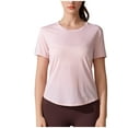 thumbnail image 1 of hotojiny Women's Open Back Workout Tops Short Sleeve Crew Neck Yoga Shirts Cute Athletic Running Casual Tie Back Tee Clothes, 1 of 4