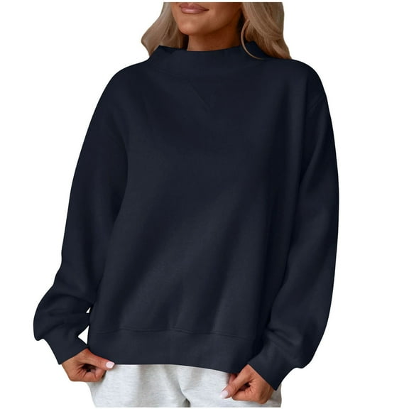 hotojiny Women's Oversized Sweatshirt Casual Mock Neck Long Sleeve Shirts Fall Trendy Tops Fashion Gym Loose Fit Workout Clothes