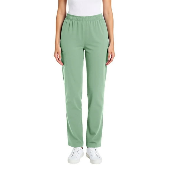hotojiny Women's Pants High Waist Pull on Work Casual Slacks Comfortable Straight Leg Stretchy Trousers with Pockets