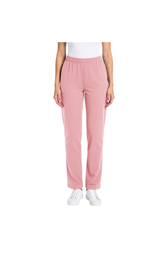 Women's Pants High Waist Pull on Work Casual Slacks Comfortable Straight Leg Stretchy Trousers with Pockets