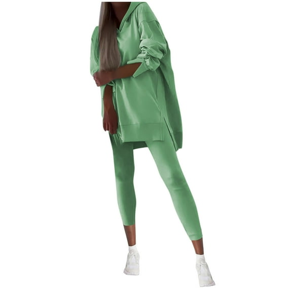 hotojiny Women's Plus Size 2 Piece Sweatsuit Outfits Hoodies Long Sleeve Pullover Sweatshirts and Leggings Workout Sets Tracksuit