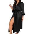thumbnail image 1 of hotojiny Women's Plus Size Satin Robes Soft Full Length Nightgown Loungewear Lightweight Housecoat Long Sleeve Bathrobe, 1 of 3