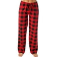 thumbnail image 1 of hotojiny Women's Plus Size Sleep Pants Soft Comfy Plaid Elastic Waist Yoga Trouser Loose Drawstring Pajama Pants Lounge Pj Bottoms, 1 of 4