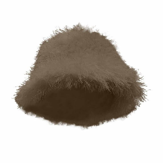 hotojiny Women's Plush Hat Winter Warm Fuzzy Soft Bucket Hat Comfort Fashion Cozy Fleece Solid Color Hats