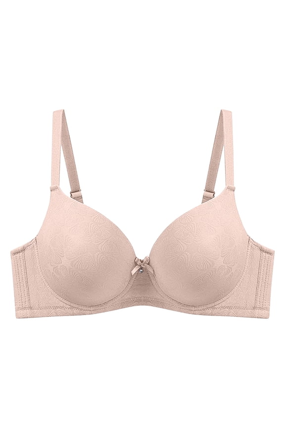 Women's Seamless T-Shirt Bra Cute Padded Comfort Lightly Underwire Bralette Full Coverage Spaghetti Strap Everyday Bra