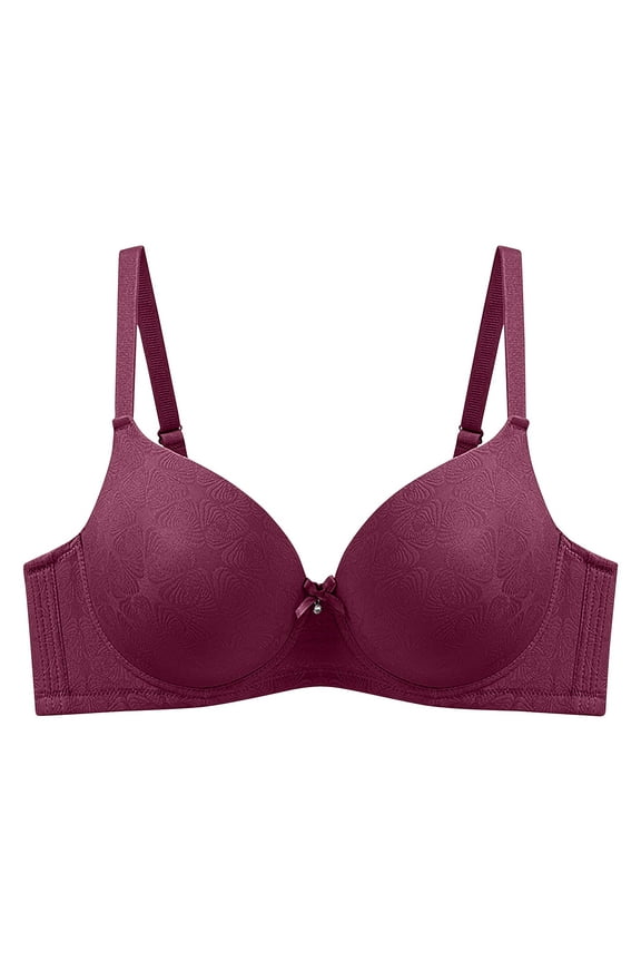 Women's Seamless T-Shirt Bra Cute Padded Comfort Lightly Underwire Bralette Full Coverage Spaghetti Strap Everyday Bra