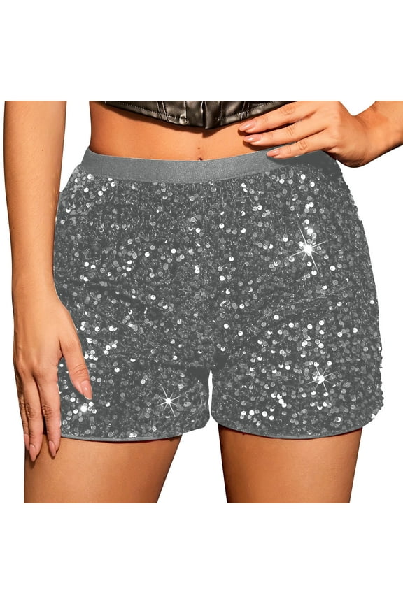 Women's Sequin Mini Shorts Glitter Sparkle Elastic Waist Party Shorts Fashion Hot Pants Clubwear