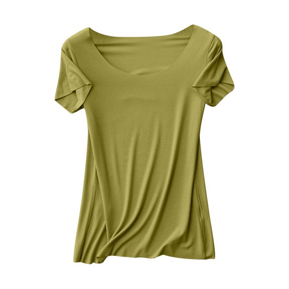 hotojiny Women's Sleepwear Summer Pajama Tops Casual Short Sleeve Crewneck Lounge Shirts Loungewear Soft Homewear