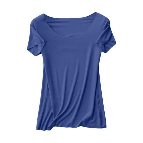 hotojiny Women's Sleepwear Summer Pajama Tops Casual Short Sleeve Crewneck Lounge Shirts Loungewear Soft Homewear