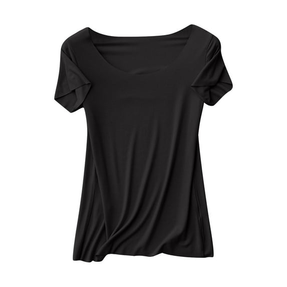 hotojiny Women's Sleepwear Summer Pajama Tops Casual Short Sleeve Crewneck Lounge Shirts Loungewear Soft Homewear