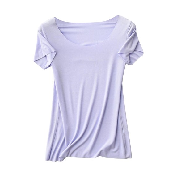 hotojiny Women's Sleepwear Summer Pajama Tops Casual Short Sleeve Crewneck Lounge Shirts Loungewear Soft Homewear