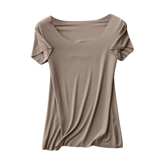 hotojiny Women's Sleepwear Summer Pajama Tops Casual Short Sleeve Crewneck Lounge Shirts Loungewear Soft Homewear