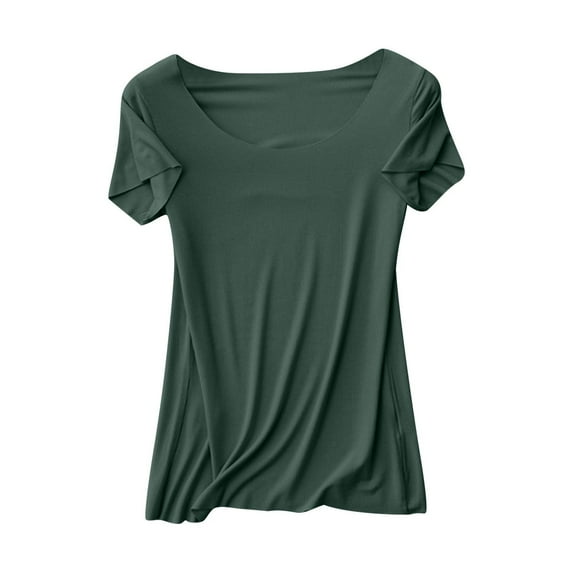 hotojiny Women's Sleepwear Summer Pajama Tops Casual Short Sleeve Crewneck Lounge Shirts Loungewear Soft Homewear