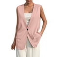 thumbnail image 1 of hotojiny Women's Sleeveless Blazers Casual V Neck Solid Color Blazer Vests Single Button Lightweight Jackets for Office Business, 1 of 7
