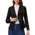 thumbnail image 1 of hotojiny Women's Suede Jacket Open Front Lapel Draped Windbreaker Outwear Work Office Regular Fit Blazer Coat Fall Outfit, 1 of 7