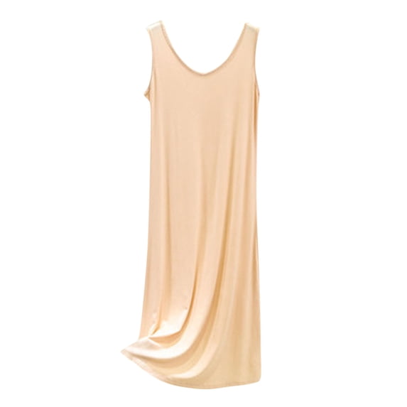 hotojiny Women's Summer Nightgown Loose Fit V Neck Wide Strap Slip Dress Lightweight Sleeveless Lounge Sleepwear