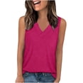 thumbnail image 1 of hotojiny Women's Summer Tank Tops Solid Color Loose Trendy V Neck Blouse Soft Sleeveless Flowy Beach Vacation Shirts, 1 of 7