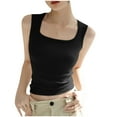 thumbnail image 1 of hotojiny Women's Tank Top Summer Base Layering Camisole Slim Fitted Sleeveless T-Shirt Square Collar Solid Color Going out Tee, 1 of 4