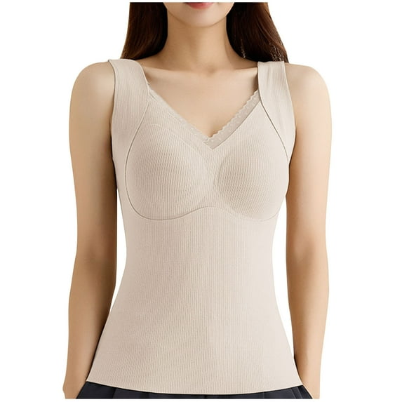 hotojiny Women's Thermal Tank Tops Winter Warm Seamless Sleevesless Underwear Soft Fleece Lined Base Layer Shirts