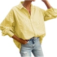 thumbnail image 1 of hotojiny Women's Tops Striped Button Down Shirts Casual Long Sleeve Stylish V Neck Blouses with Pockets, 1 of 7