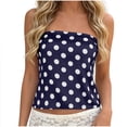 thumbnail image 1 of hotojiny Women's Tube Tops Summer Casual Bandeau Tanks Casual Strapless Polka Dot Blouse off the Shoulder Tunic Shirts, 1 of 7