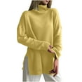 thumbnail image 1 of hotojiny Women's Turtleneck Oversized Sweaters Fall Outfits Clothes Classic Loose Long Knit Pullover Winter Tunic Top with Side Slits, 1 of 6
